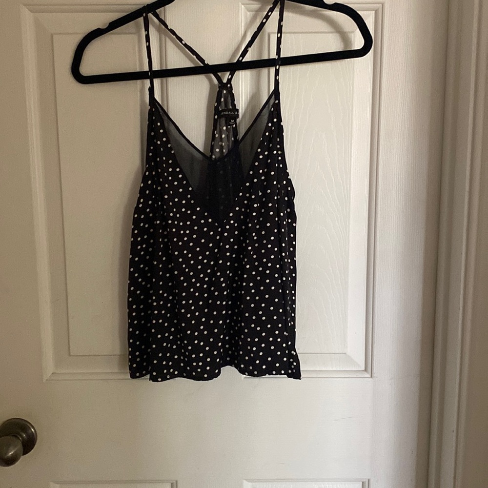 Kendall and Kylie Black and white polkadots spaghetti strap blouse